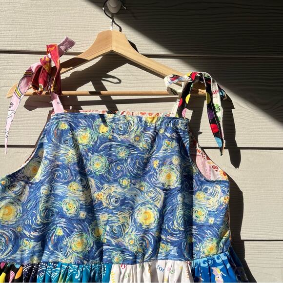 Arcade Dress | Vincent van Gogh Starry Night | Handmade Quilted Dress SKU 05115 - Picture 13 of 16